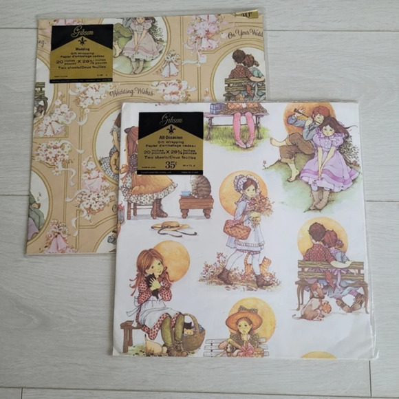 3/$25 NWT Vintage Gibson Wedding All Occasion Wrapping Paper Gift Wrap x 2 - Picture 1 of 2